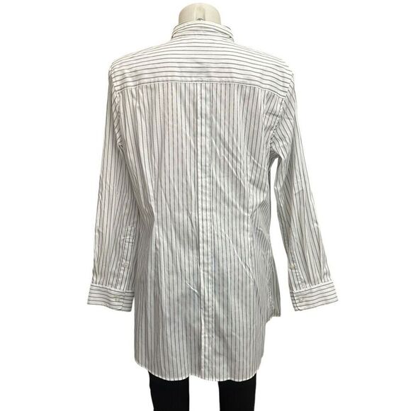 Chico’s Optic White Black Vista Stripe Button Front Tunic Shirt size 2 Large NEW - Picture 3 of 7